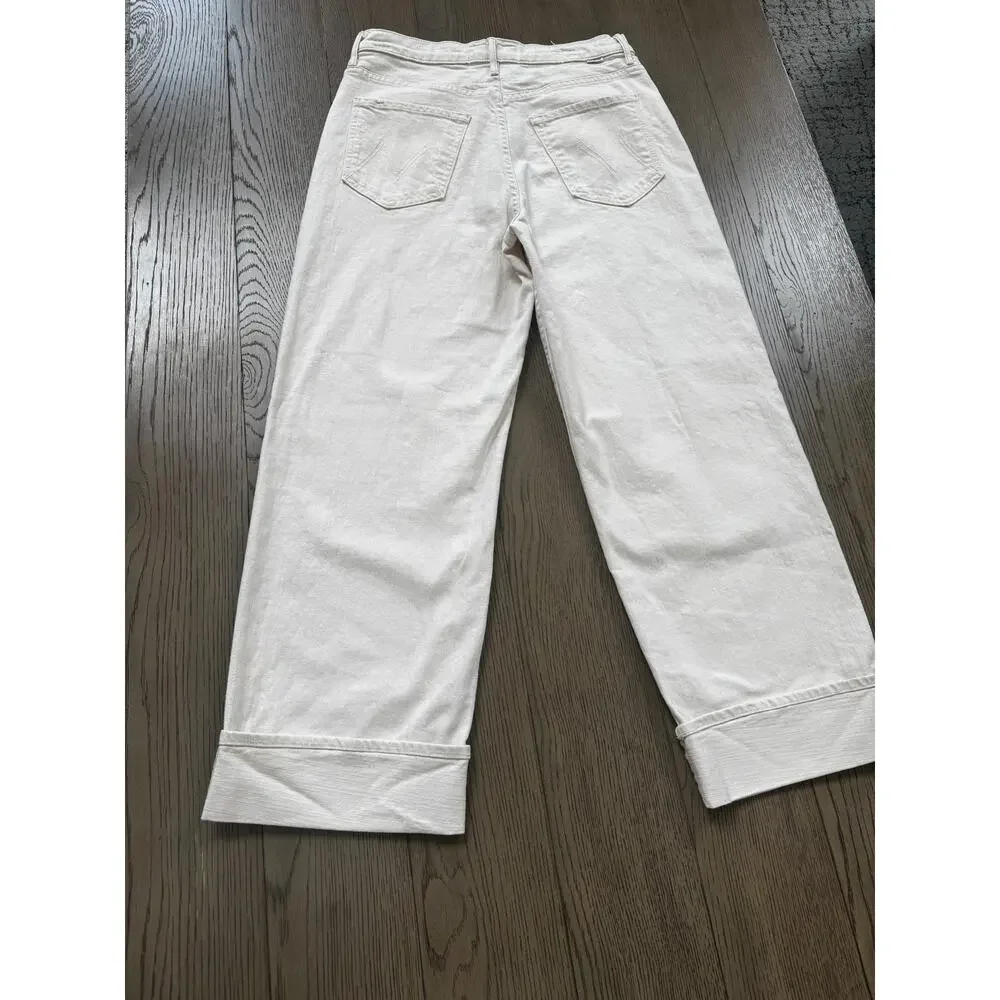 MOTHER The Spitfire Ankle Cuff Jeans White Size 28 High Rise